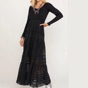 NWT Free People Earth Angel Maxi Dress Black Lace skirt Boho Whimsigoth